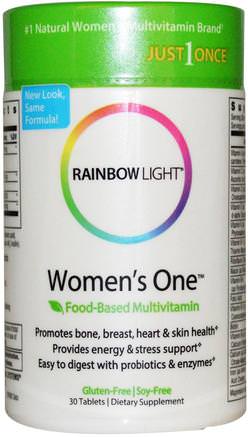 Just Once, Womens One, Food-Based Multivitamin, 30 Tablets by Rainbow Light-Vitaminer, Kvinnor Multivitaminer, Kvinnor