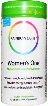 Just Once, Womens One, Food-Based Multivitamin, 90 Tablets by Rainbow Light-Vitaminer, Kvinnor Multivitaminer