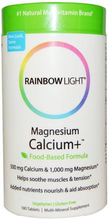 Magnesium Calcium+, Food-Based Formula, 180 Tablets by Rainbow Light-Kosttillskott, Mineraler, Kalcium Och Magnesium, Hälsa, Ben, Osteoporos