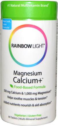 Magnesium Calcium+, Food-Based Formula, 90 Tablets by Rainbow Light-Kosttillskott, Mineraler, Kalcium Och Magnesium, Hälsa, Ben, Osteoporos