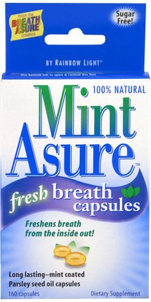 Mint Asure, Fresh Breath Capsules, 160 Capsules by Rainbow Light-Bad, Skönhet, Oral Tandvård, Hälsa