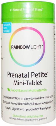 Prenatal Petite, Food-Based Multivitamin, 180 Mini-Tablets by Rainbow Light-Vitaminer, Prenatala Multivitaminer