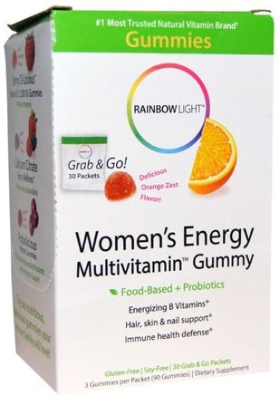 Womens Energy Multivitamin Gummy, Delicious Orange Zest Flavor, 30 Packets by Rainbow Light-Vitaminer, Kvinnor Multivitaminer, Kvinnor