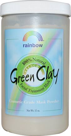 French Green Clay, Facial Treatment Mask Powder, 32 oz by Rainbow Research-Skönhet, Ansiktsmasker, Lera Masker