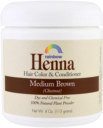 Henna, Hair Color and Conditioner, Medium Brown (Chestnut), 4 oz (113 g) by Rainbow Research-Bad, Skönhet, Hår, Hårbotten, Hårfärg, Hårvård
