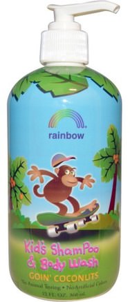 Kids Shampoo and Body Wash, Goin Coconuts, 12 fl oz (360 ml) by Rainbow Research-Bad, Skönhet, Schampo, Barnschampo, Duschgel, Barn Kroppsvask, Barn Duschgel
