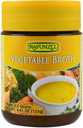 Vegetable Broth, 4.41 oz (125 g) by Rapunzel-Mat, Ris Pasta Soppor Och Korn, Pasta Och Soppa