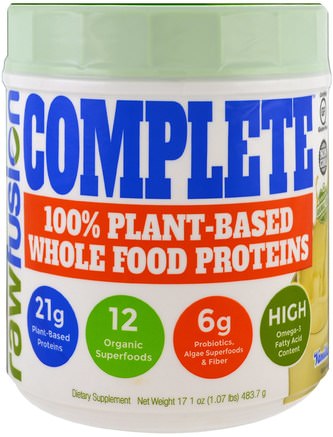 Complete, 100% Plant-Based Whole Food Proteins, Vanilla, 17.1 oz (483.7 g) by Raw Fusion-Kosttillskott, Protein