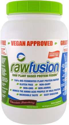 Raw Plant Based Protein Fusion, Chocolate Strawberry, 33.3 oz (943.2 g) by Raw Fusion-Kosttillskott, Protein