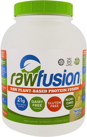 Raw Plant-Based Protein Fusion, Vanilla Bean, 65.3 oz (1854 g) by Raw Fusion-Kosttillskott, Protein