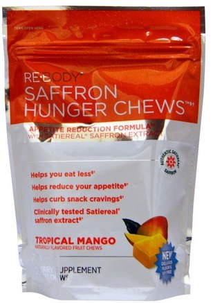 Saffron Hunger Chews, Tropical Mango, 30 Soft Chews by Rebody Safslim-Kosttillskott, Saffran, Viktminskning, Kost