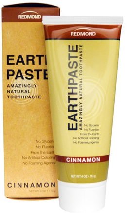 Earthpaste, Amazingly Natural Toothpaste, Cinnamon, 4 oz (113 g) by Redmond Trading Company-Bad, Skönhet, Oral Tandvård, Xylitol Oral Vård, Tandkräm