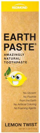 Earthpaste, Amazingly Natural Toothpaste, Lemon Twist, 4 oz (113 g) by Redmond Trading Company-Bad, Skönhet, Oral Tandvård, Xylitol Oral Vård, Tandkräm