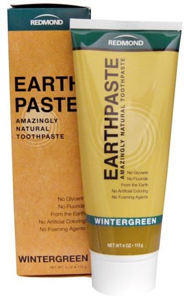 Earthpaste, Amazingly Natural Toothpaste, Wintergreen, 4 oz (113 g) by Redmond Trading Company-Bad, Skönhet, Oral Tandvård, Xylitol Oral Vård, Tandkräm