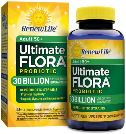 Adult 50+ Ultimate Flora Probiotic, 30 Billion Live Cultures, 30 Vegetable Capsules by Renew Life-Kosttillskott, Probiotika