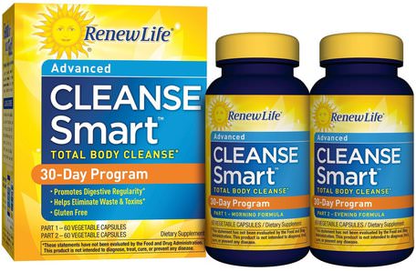 Advanced Cleanse Smart, 2 Bottles, 60 Vegetable Capsules Each by Renew Life-Hälsa, Detox