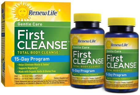 Gentle Care, First Cleanse, 2 Bottles, 30 Vegetable Capsules Each by Renew Life-Hälsa, Detox