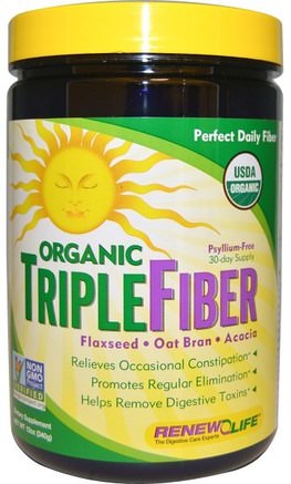 Organic Triple Fiber, 12 oz (340 g) by Renew Life-Kosttillskott, Fiber, Akaciefiber