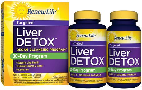 Targeted, Liver Detox, 120 Veggie Caps, 2 Bottles, 30-Day Program by Renew Life-Hälsa, Detox, Leverstöd