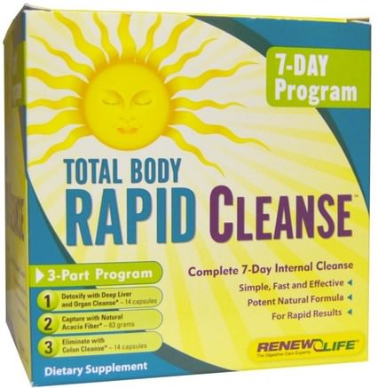 Total Body Rapid Cleanse, Complete 7-Day Internal Cleanse, 3-Part Program by Renew Life-Hälsa, Kolon Hälsa, Detox, Kolon Rengöra