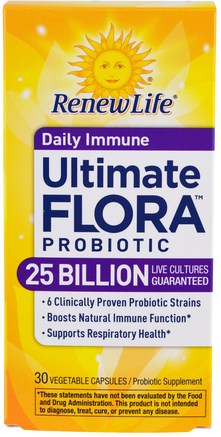 Ultimate Flora Probiotic, Daily Immune 25 Billion, 30 Veggie Capsules by Renew Life-Kosttillskott, Probiotika