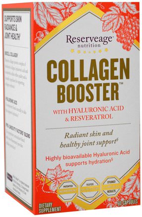 Collagen Booster with Hyaluronic Acid & Resveratrol, 60 Capsules by ReserveAge Nutrition-Hälsa, Ben, Osteoporos, Kollagen Typ Ii, Anti-Åldrande