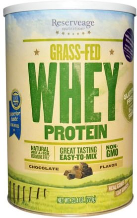 Grass-Fed Whey Protein, Chocolate Flavor, 25.4 oz (720 g) by ReserveAge Nutrition-Kosttillskott, Vassleprotein