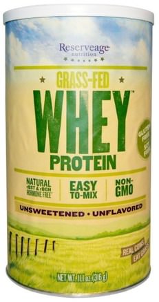 Grass-Fed Whey Protein, Unflavored, 11.1 oz (316 g) by ReserveAge Nutrition-Kosttillskott, Vassleprotein