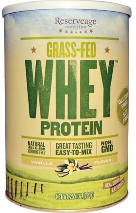 Grass-Fed Whey Protein, Vanilla Flavor, 25.4 oz (720 g) by ReserveAge Nutrition-Kosttillskott, Vassleprotein