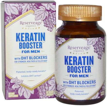 Keratin Booster for Men, 60 Veggie Caps by ReserveAge Nutrition-Bad, Skönhet, Hår, Hårbotten, Hårvård, Hälsa, Män