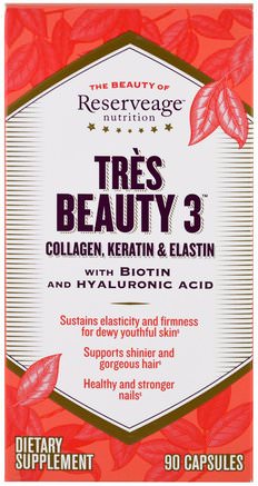 Tres Beauty 3, 90 Capsules by ReserveAge Nutrition-Hälsa, Kvinnor, Hårtillskott, Nageltillskott, Hudtillskott
