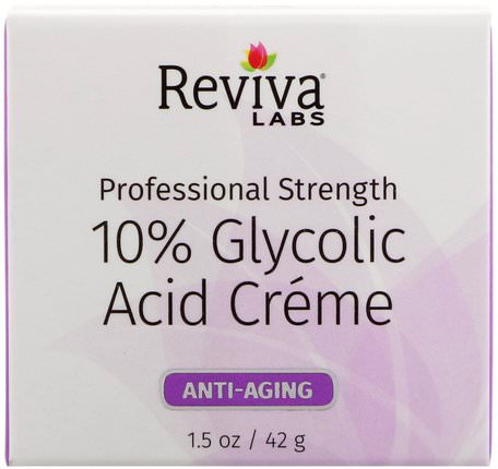 10% Glycolic Acid Cream, 1.5 oz (42 g) by Reviva Labs-Skönhet, Anti-Åldrande, Glykolsyra, Ansiktsvård