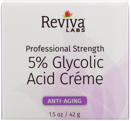 5% Glycolic Acid Cream, Anti Aging, 1.5 oz (42 g) by Reviva Labs-Skönhet, Anti-Åldrande, Glykolsyra, Ansiktsvård