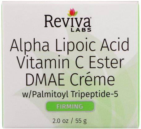 Alpha Lipoic Acid, Vitamin C Ester & DMAE Cream, 2 oz (55 g) by Reviva Labs-Hälsa, Kvinnor, Alfa Lipoinsyra Krämer Spray, Dmae