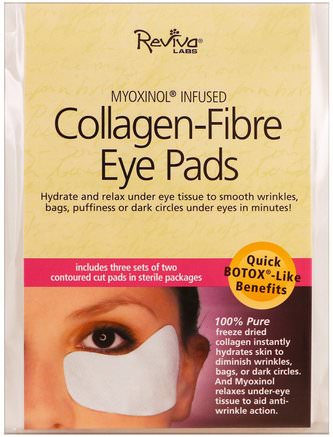 Collagen-Fibre Eye Pads, 3 Sets of Two Contoured Pads by Reviva Labs-Hälsa, Ben, Osteoporos, Kollagen, Skönhet, Ögonkrämor