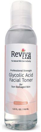 Glycolic Acid Facial Toner, 4 fl oz (118 ml) by Reviva Labs-Skönhet, Anti-Åldrande, Glykolsyra, Ansiktsvård