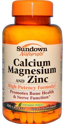Calcium Magnesium and Zinc, 100 Caplets by Sundown Naturals-Kosttillskott, Mineraler, Kalcium Och Magnesium