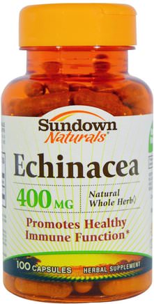 Echinacea, 400 mg, 100 Capsules by Sundown Naturals-Kosttillskott, Antibiotika, Tabletter Av Echinacea Kapslar