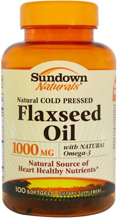 Flaxseed Oil, 1.000 mg, 100 Softgels by Sundown Naturals-Kosttillskott, Efa Omega 3 6 9 (Epa Dha), Linfrö Mjukgeler