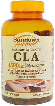 Maximum Strength CLA, 1500 mg, 90 Softgels by Sundown Naturals-Viktminskning, Diet, Cla (Konjugerad Linolsyra)