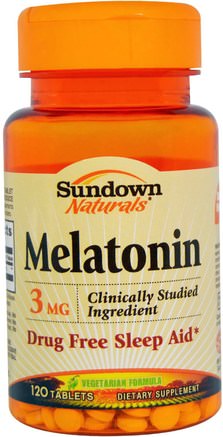 Melatonin, 3 mg, 120 Tablets by Sundown Naturals-Tillskott, Melatonin 3 Mg