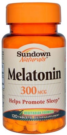 Melatonin, 300 mcg, 120 Tablets by Sundown Naturals-Tillskott, Melatonin 3 Mg