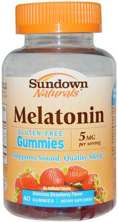 Melatonin Gummies, Delicious Strawberry Flavor, 5 mg, 60 Gummies by Sundown Naturals-Värmekänsliga Produkter, Kosttillskott, Gummier