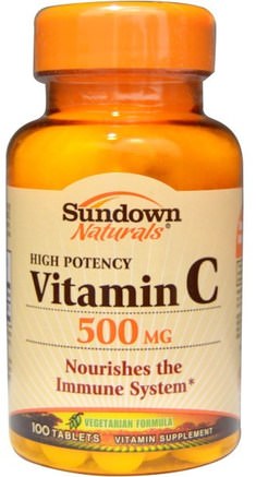 Vitamin C, High Potency, 500 mg, 100 Tablets by Sundown Naturals-Vitaminer, Vitamin C, Vitamin C Askorbinsyra