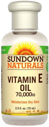 Vitamin E Oil, 70.000 IU, 2.5 fl oz (75 ml) by Sundown Naturals-Hälsa, Hud, Bad, Skönhetsoljor, Kroppsvårdoljor