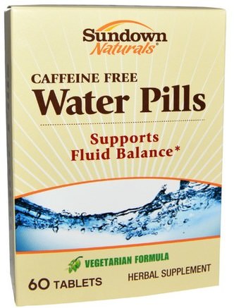Water Pills, Caffeine Free, 60 Tablets by Sundown Naturals-Hälsa, Diuretika Vattenpiller