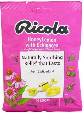 HoneyLemon with Echinacea Cough Suppressant, 19 Drops by Ricola-Hälsa, Lung Och Bronkial, Hosta Droppar