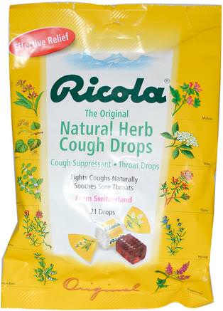The Original Natural Herb Cough Drops, 21 Drops by Ricola-Hälsa, Kall Influensa Och Virus, Halsvårdspray, Hostdroppar