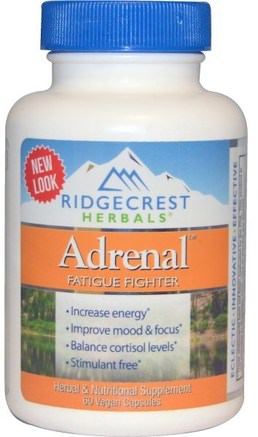 Adrenal, Fatigue Fighter, 60 Vegan Caps by RidgeCrest Herbals-Kosttillskott, Binjur, Energi