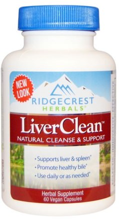 LiverClean, 60 Vegan Caps by RidgeCrest Herbals-Hälsa, Leverstöd